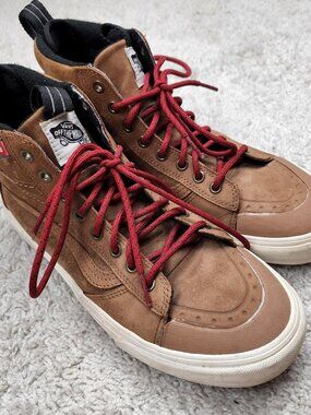 Vans Sk8- MTE High Brown Red Lace Mens 9 Womens 10.5 Hydroguard 360 Hike Camp